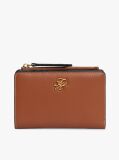 Brown Logo Plaque Leather Bifold Wallet  Women