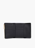 Black Pebble Grain Buckle Trifold Wallet  Women