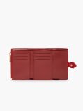 Red Pebble Grain Buckle Trifold Wallet  Women