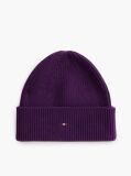 Purple Hilfiger Flag Embroidery Beanie With Wool  Women