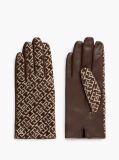 Brown TH Monogram Jacquard Leather Gloves  Women