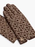 Brown TH Monogram Jacquard Leather Gloves  Women