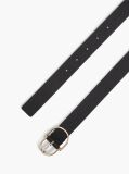 Black Pebble Grain Leather Double Loop Belt  Women
