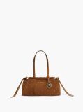 Brown Soft Suede Studded Charm Shoulder Bag  Women