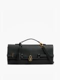 Black The American Icon Leather Padlock Clutch  Women