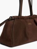 Brown Soft Suede Drawstring Shoulder Bag  Women