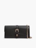 Black Buckle Flap Chain Strap Wallet  Women