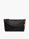 Black Leather Chain Strap Shoulder Bag  Women