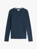 Black Long Sleeved Ribbed Organic Cotton T-Shirt.  Men