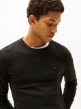 Black Long Sleeved Ribbed Organic Cotton T-Shirt.  Men