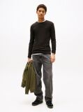 Black Long Sleeved Ribbed Organic Cotton T-Shirt.  Men