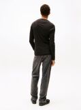 Black Long Sleeved Ribbed Organic Cotton T-Shirt.  Men