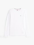 White Long Sleeved Ribbed Organic Cotton T-Shirt.  Men