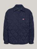 Blue Quilted Down Casual Shacket  Men