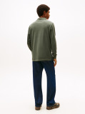 Green Slim Placket Long Sleeve Polo  Men