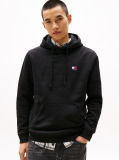 Black Tommy Badge Drawstring Hoody  Men
