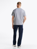 Grey Flag Badge Relaxed T-Shirt  Men