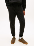 Black Tommy Flag Embroidery Cuffed Slim Joggers  Men