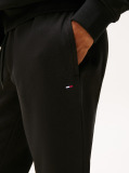 Black Tommy Flag Embroidery Cuffed Slim Joggers  Men
