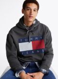 Grey Tommy Flag Badge Mélange Relaxed Hoody  Men