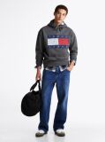 Grey Tommy Flag Badge Mélange Relaxed Hoody  Men