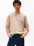 Beige Tonal Tommy Badge Crew Neck Sweatshirt  Men