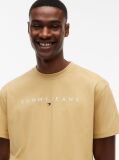 Μπεζ T-Shirt Σε Κανονική Γραμμή Με Κεντητό Λογότυπο  Άνδρες