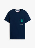 Μπλε T-Shirt Με Λογότυπο Στην Πλάτη Και Την Τσέπη  Άνδρες