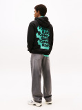 Black Stack Logo Back Graphic Hoody  Men