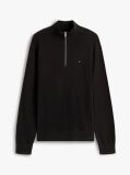 Black Tommy Flag Lightweight Slim Quarter-Zip Jumper  Men