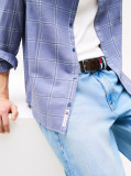 Blue Regular Fit Check Twill Shirt  Men