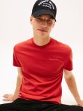 Red Linear Logo Slim Crew Neck T-Shirt  Men
