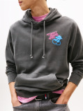 Μαύρο Hoody Σε Κανονική Γραμμή Με Κουκούλα Και Σχέδιο Πίσω  Άνδρες