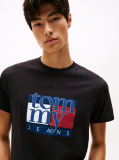 Μαύρο T-Shirt Σε Slim Γραμμή Με Σημαία  Άνδρες
