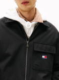 Μαύρο Oversized Κοτλέ Overshirt Με Φερμουάρ Και Επένδυση  Άνδρες