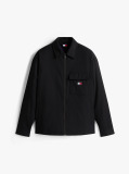 Μαύρο Oversized Κοτλέ Overshirt Με Φερμουάρ Και Επένδυση  Άνδρες