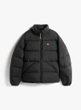 Black Water Repellent Crinkle Relaxed Puffer Jacket  Men