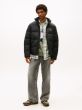 Black Water Repellent Crinkle Relaxed Puffer Jacket  Men