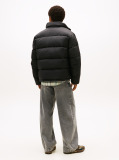 Black Water Repellent Crinkle Relaxed Puffer Jacket  Men