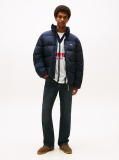 Blue Water Repellent Crinkle Relaxed Puffer Jacket  Men