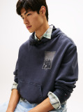 Black 90s Back Photo Print Washed Hoody  Men