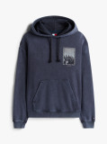 Black 90s Back Photo Print Washed Hoody  Men