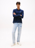 Blue Regular Fit Long Sleeve Polo Shirt  Men