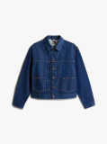 Denim Pleated Denim Trucker Jacket  Men