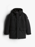 Black Water Repellent Relaxed Padded Parka Coat  Men