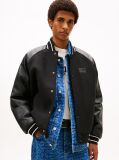 Black Back Flag Badge Varsity Jacket With Wool  Men