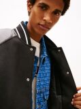 Black Back Flag Badge Varsity Jacket With Wool  Men