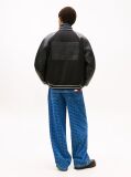 Black Back Flag Badge Varsity Jacket With Wool  Men