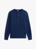 Blue Waffle Knit Long Sleeve Henley Top  Men