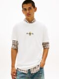 White Signature Logo Embroidery Crew Neck T-Shirt  Men